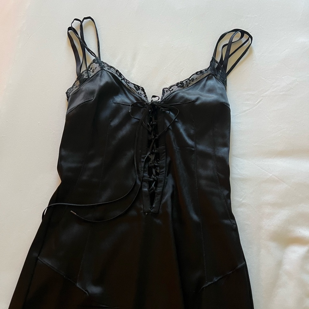 D&G Black Satin Dress with Lace 2